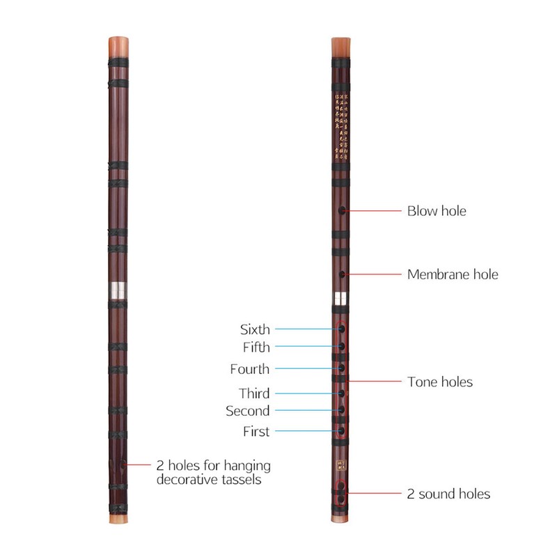 D Key Chinese Traditional Instrument Dizi Bitter Bamboo Flute with