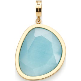 Jewels by Leonardo Pendant Clip & Mix Bonny • Necklace Pendant Made of Gold-Coloured Stainless Steel • Catseye in Crystal Clear Turquoise • Jewellery Gift for Women • 024948, Stainless Steel, No