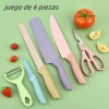 KH Cuchillos Set De 6pz Color Pastel Tijeras Cocina Regalo