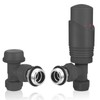 SVNR Thermostatic Radiator Valves (TRV), Textured Anthracite Grey, Angled Lockshield