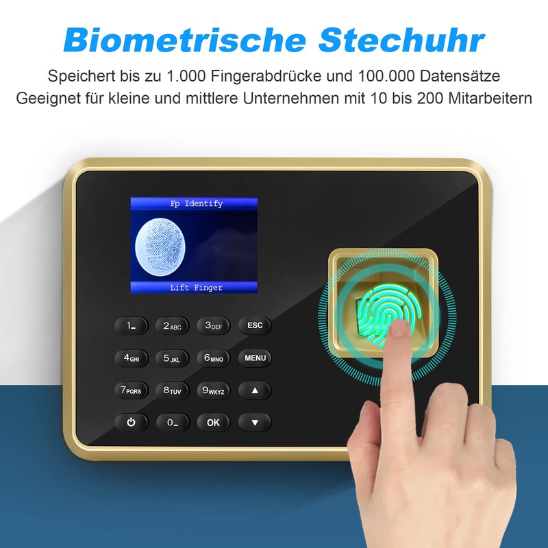 JIAN BOLAND Biometric Fingerprint Time Tracking Password Machine Employee Check-in