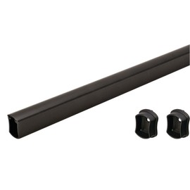 TAG Hardware Wardrobe Closet Rod Concave Shape with End Supports and Protective Cap Black (24 INCH LONG)