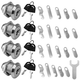 Pack of 4 Letterbox Lock 20 mm Cabinet Lock with 8 Keys Furniture Lock Locker Lock Mailbox Lock Comes with 20 Different Lock Plates Lever Lock for Letterboxes Cabinet Doors