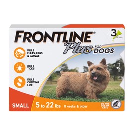 FRONTLINE Plus Flea and Tick Treatment for Small Dogs Upto 5 to 22 lbs. 3 Treatments