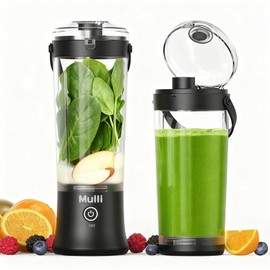 Mulli Portable Blender,17oz Portable Blender for Shakes & Smoothies, USB-C Rechargeable, BPA-Free, with Leak-Proof Lid & Straw Lid, Dishwasher Safe Cups