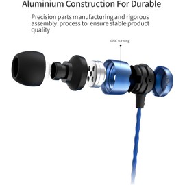 Soundmagic E50 In-Ear Isolating Earphones [2024 Version] High-Resolution Sound Performance, Comfortable Fit, Anti-Tangle Cable, Full Metal Housing, High-Purity Copper - Blue