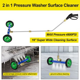 POHIR Undercarriage Pressure Washer Attachment Pro Max 16", Surface Cleaner Water Broom with 3pcs Extension Wand and Quick Connect Pivot Coupler 4800psi, 2 in 1 Underbody Car Washer