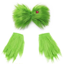 Christmas Green Bow Hair Clip, Green Gloves Women Girls Costume Accessories Christmas Hair Clip Tree Decorations