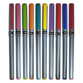 HF650 Fineliner Pens, MULTICOLOUR, Fine Point (0.5mm), Pack of 10, Write Draw Sketch Colour Mark Fine Line Pens, School Office Home Use, iZOFAX Black Ball Pen