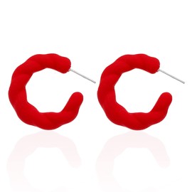 YUNXI C Shape 80s Earrings for Women Retro Neon Acrylic Hoop Colorful Dangle Earrings Summer Themed Party Costume Jewelry Accessory (Red)