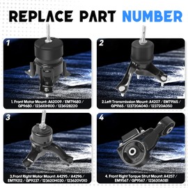 DOFOCH Engine Motor and Transmission Mount Set Compatible with 2004-2006 Toyota Sienna 3.3L 2WD 4PCS Replaces# A62009 1236128220, A4295 123630A081, A4257 123720A040, A4207 123720A040