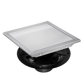 morefine Square Shower Floor Drain with Flange, Shower Drain 6 inch with 2 in 1 Tile-Insert Cover, SUS 304 Stainless Steel, Brushed Nickel