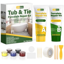Porcelain Repair Kit, Quadence Porcelain Sink Repair Kit White, Waterproof Fiberglass Repair Kit for Fiberglass, Porcelain, Repair Chip, Crack, Rust, Hole on Tub, Toilet, Sink in Bathroom, Color Match