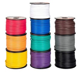 18 Gauge Primary Wire - 10 Roll Assortment Pack - 100 Ft of Copper Clad Aluminum Wire per Roll