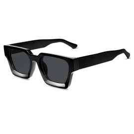 VANLINKER Dark Black Thick Square Sunglasses for Men Women Trendy Retro Chunky Rectangle Shades Designer Sun Glasses VL9731