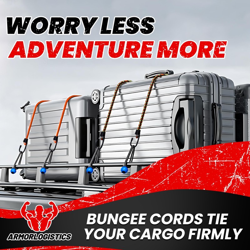 ARMORLOGISTICS Bungee Cords with Hooks, Bungee Cords Heavy Duty Outdoor