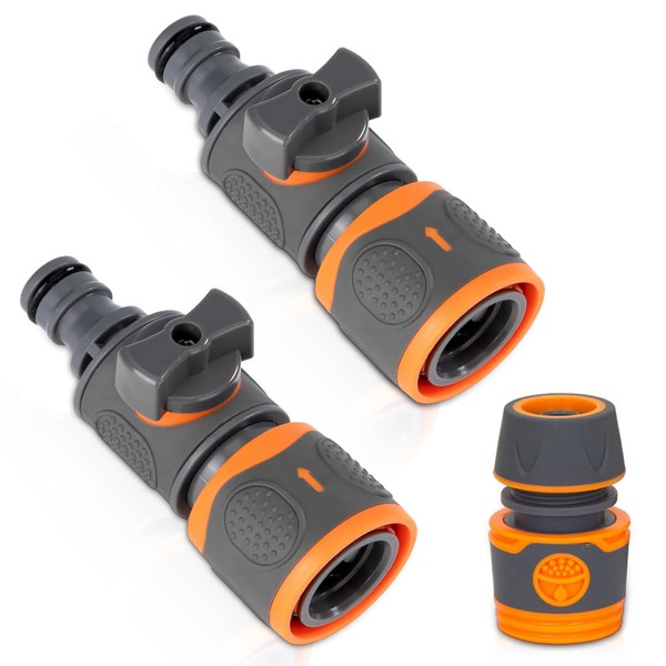 2PCS Hose Pipe Shut Off Valve, Hosepipe Tap Connector for