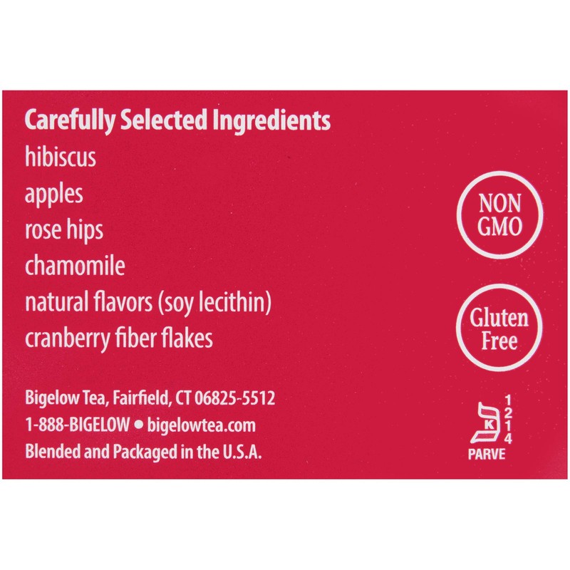 BigelowCranberry Apple Herbal Tea Bags 28-Count Boxes (Pack of 6)