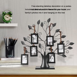 Picture Frame, Family Tree Photo Frame Stand Hanging Photos Display Frame Table Ornament for Home Office Decor (S with 6 Photo Frames of 6.4 * 4.6cm)