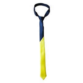 Herren-Krawatte aus Satin, zweifarbig, Marineblau und Gelb, Marineblau, Gelb, Length: 56 inches