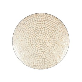 Deco 79 Mother of Pearl Shell Geometric Home Wall Decor Round Disc Wall Sculpture with Black Frame, Wall Art 27" x 3" x 27", Cream