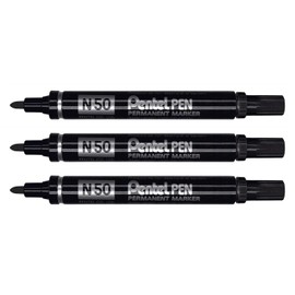 Pentel N50 Permanent Markers Pens Pack of 3 Paste 2 mm – black