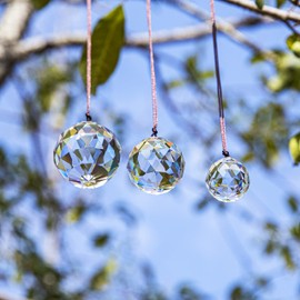 H&D HYALINE & DORA Set of 3 Clear Crystal Ball Includes 20/30/40mm Faceted Prism Balls Suncatcher for Ceiling Lighting Chandelier Hanging Decorating