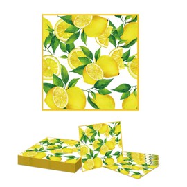 GlamRays Pack of 20 Napkins Lemon, Lemon Motif Napkins for Decoration, Lemon Napkins Decoration for Birthdays, Parties, Weddings, Communion and Celebrations