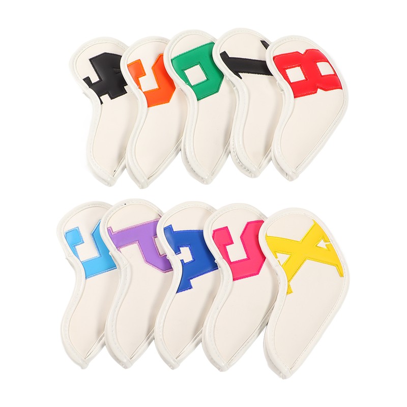10pcs set PU Waterproof Golf Club Iron Cover Fine Sewing