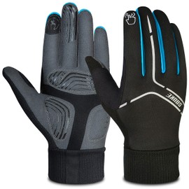 Souke Sports Guantes de ciclismo de invierno para hombres y mujeres, guantes acolchados para pantalla táctil, resistentes al agua, resistentes al viento, cálidos, antideslizantes para correr, ciclismo, entrenamiento (azul, XL)