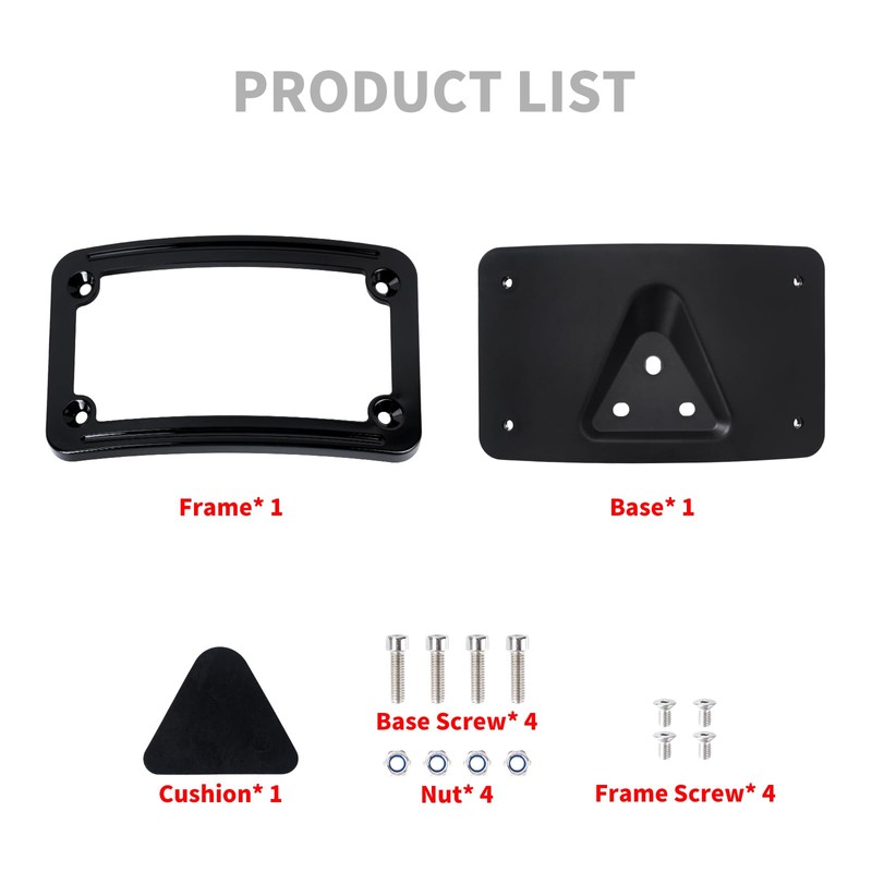 HDBUBALUS Motorcycle Curved Laydown License Plate Mount with Frame Fit