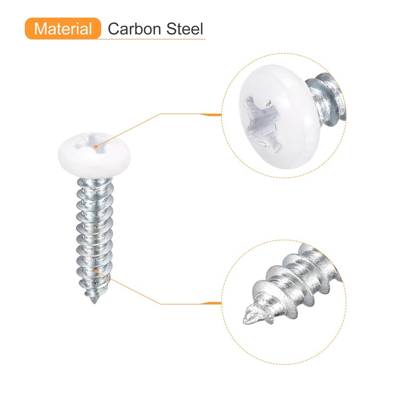 uxcell ST4x20mm White Screws Self Tapping Screws, 25pcs Pan Head