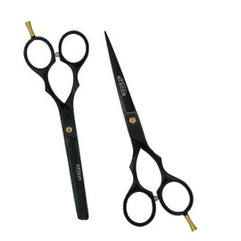 Nixcer Hair Cutting & Thinning/Texturizing Shears Set Professional Hair Cutting Scissors Set - 7” Length - Premium Shears For Salon & Home Use Razor Edge Barber Scissors (Black - NSC011)