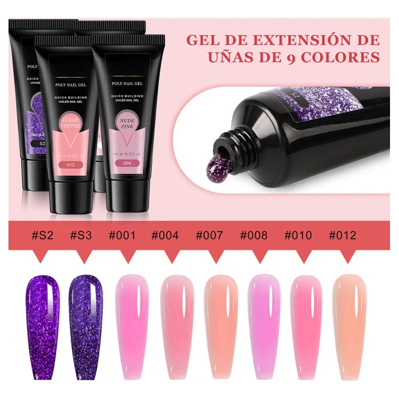 Kit Para Uñas Polygel De Completo Acrilicas Slip Solución