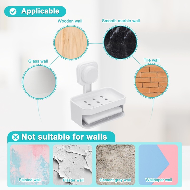 sourcing map 1Pcs Suction Cup Soap Dish, Removable and Reusable