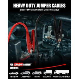 NoOne cables de arranque resistentes para camiones diésel - cables de batería de refuerzo de calibre 1 y 25 pies extra largos con kit de...