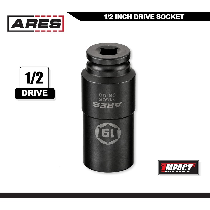ARES 71505-19mm Harmonic Balancer Socket for Honda - Deep Counter-Weighted