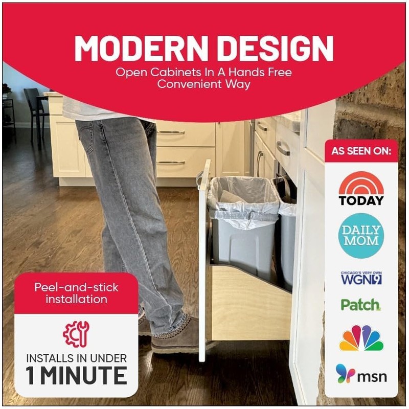 The Handless Handle – Hands-Free Garbage Drawer Foot Pull Handle,