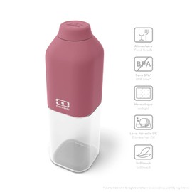 MONBENTO - Water Bottle MB Positive M Blush 17 Oz - Leakproof Water Bottle Perfect for Work, Travel, Sport, or to Slip into a Handbag - BPA Free - Food Grade Safe - Pink