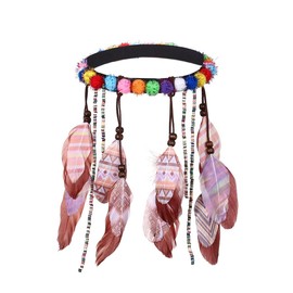 Campsis Boho Feather Headband Hippie Headpiece Gypsy Costume Headdress Indian Feather Headwear Hair Accessory for Women