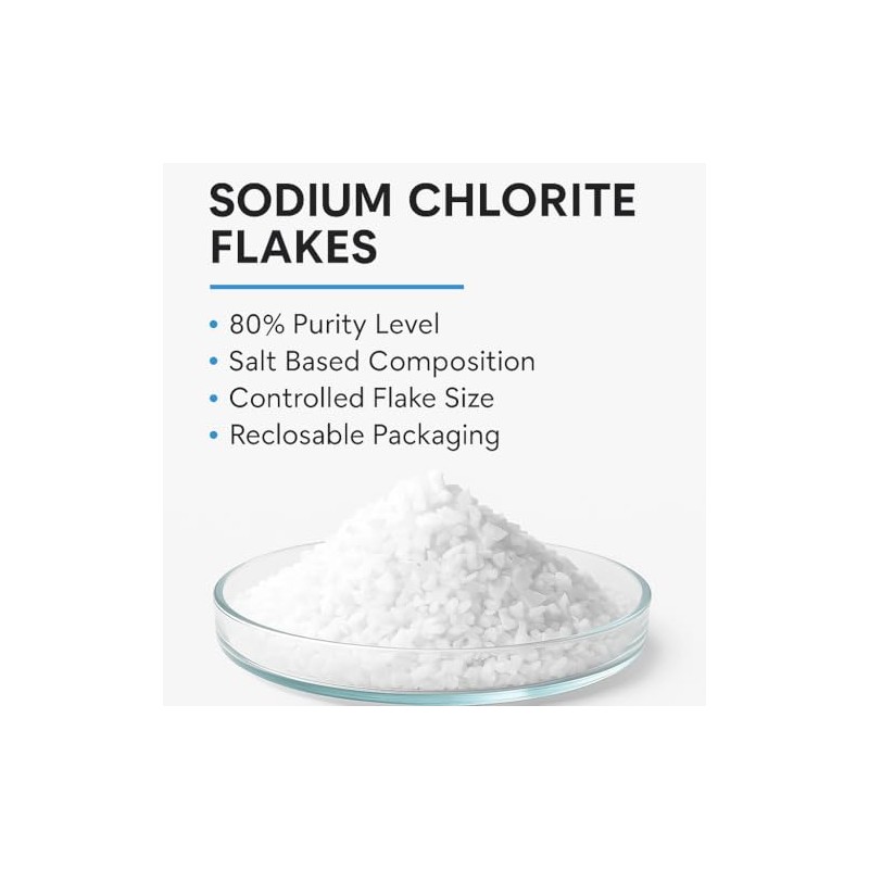 Sodium Chlorite Flakes, 80% Tech Grade -1000g 1 Kg Clorito