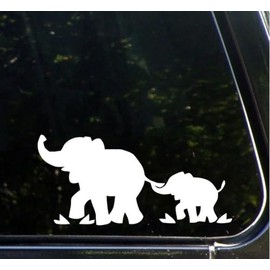 Cute Elephant Family Car Sticker Decal For Window Bumper White