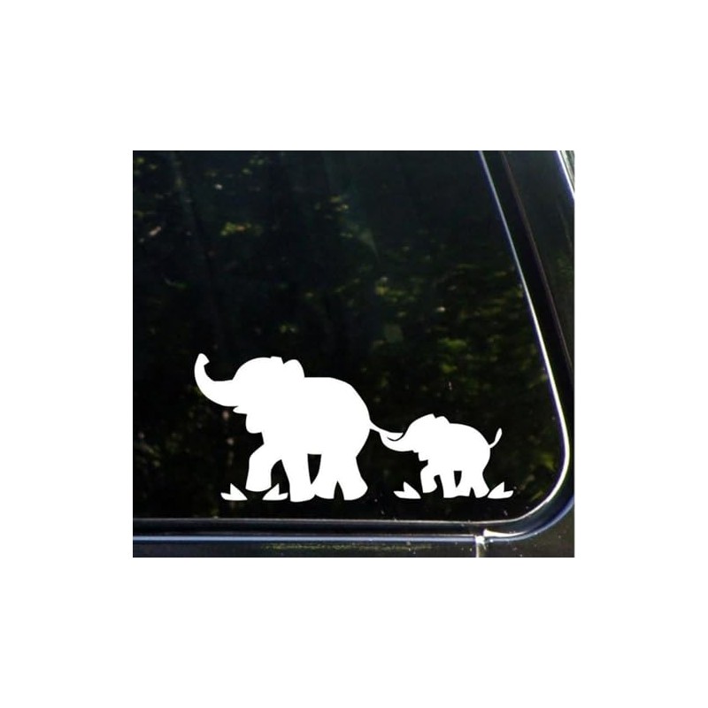Cute Elephant Family Car Sticker Decal For Window Bumper White