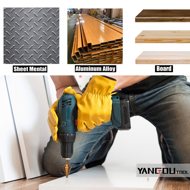 Yangoutool 5PCS Titanium Step Drill Bit Set with Automatic Center