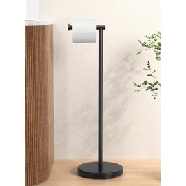 KES Toilet Paper Holder Stand with Weighted Base, 26" H (Taller Version) Free Standing Toilet Paper Roll Holder for Bathroom, Rustproof, BPH283S66-BK