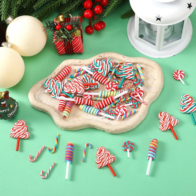 Giegxin 60 Pcs Mini Christmas Fake Candy Canes for Crafts