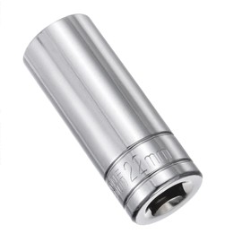 Juttzzei 6-Point Deep Socket, 1/2 Inch Drive 22mm Socket, Full Polishing CR-V Steel 22mm Socket 1/2 Drive with 78mm Length 6-Point Metric Sizes foe Car Home Repair Mechanical Maintenance - Silver