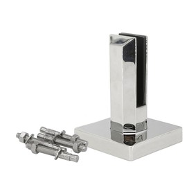 Stainless Steel 2205 Grade Square Frameless Swimming Pool Windscreen Glass Clamp Railing Spigot for 3/8"-3/4" Glass, Mirror Finish (BSDM160BM)
