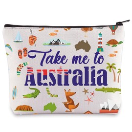 LEVLO Australia Travel Cosmetic Bag Gift For Australia Lovers Australia Travel Culture Zip Pouch Bag For Travellers, Take Me To Australia
