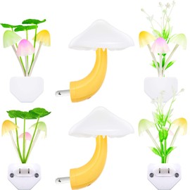 6 Pieces LED Mushroom Night Lamp Plug in Lamp 7-Color Changing Mushroom Night Light Mini Magic Mushroom Night Lights for Adults Kids (3 Styles)